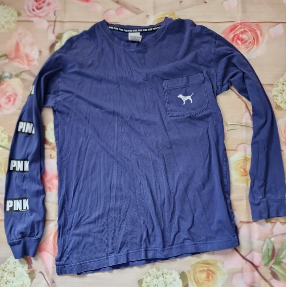 PINK Victoria's Secret Tops - PINK navy blue long sleeve shirt